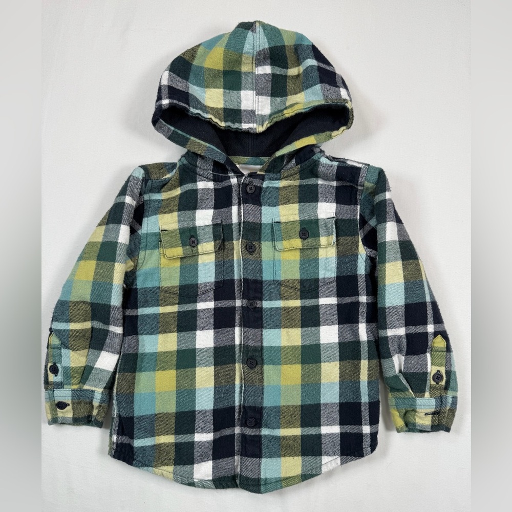 GYMBOREE‎ Toddler Boys Hooded Plaid Flannel Jacket 2T Cozy Outdoor Classic